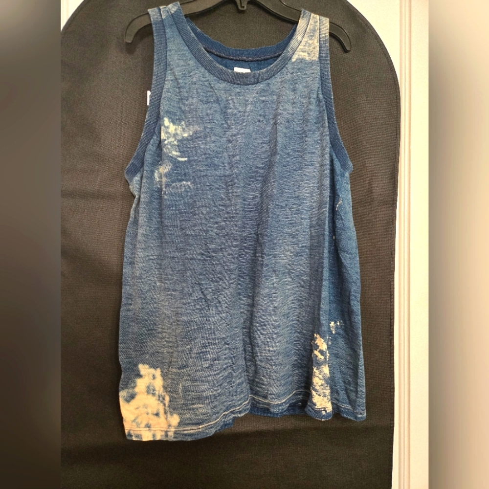 NSF Blue Tie Dye Tank With Ribbed Edging, NWOT, M